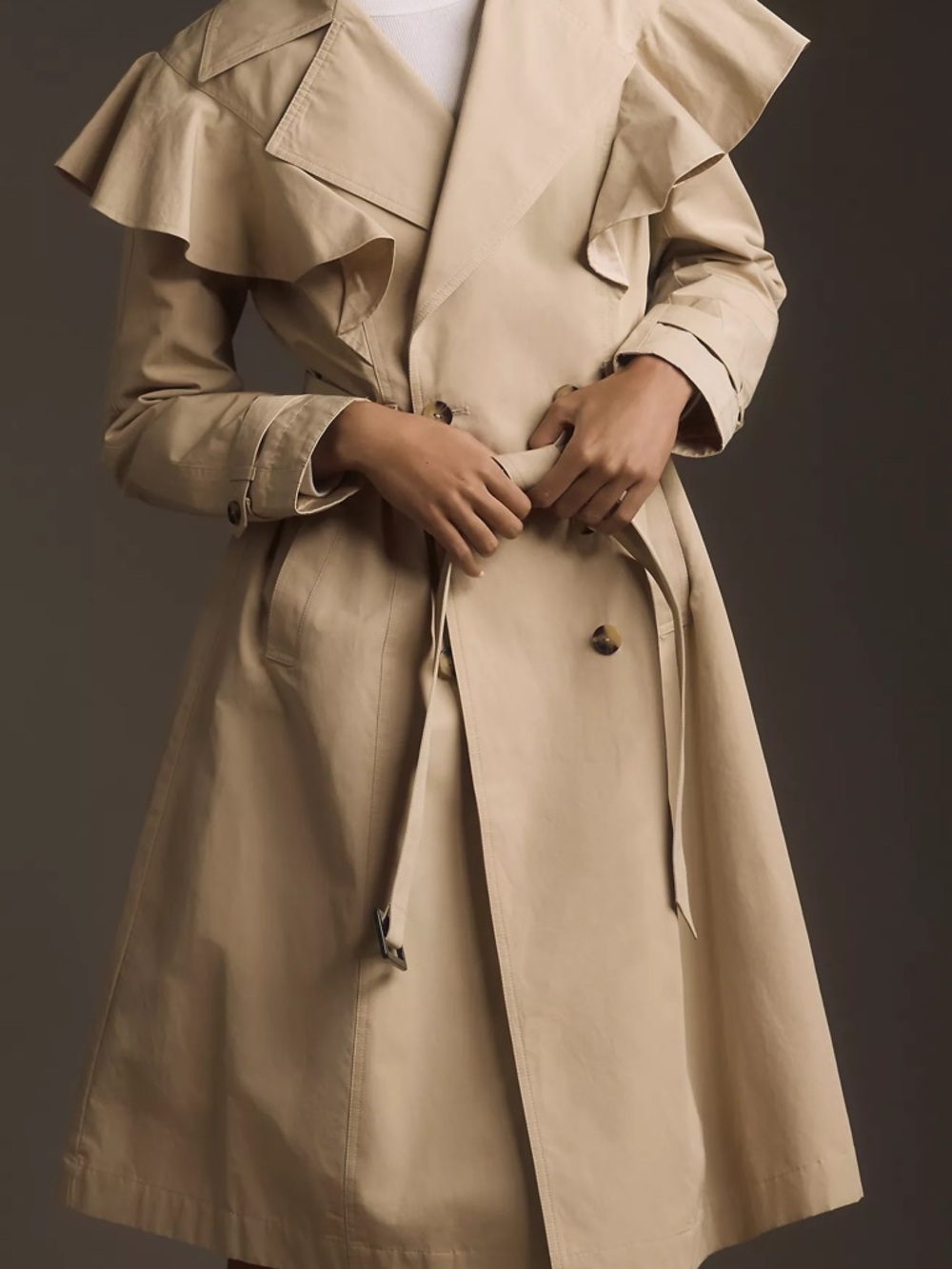 Anthropology Ruffle Trench Coat